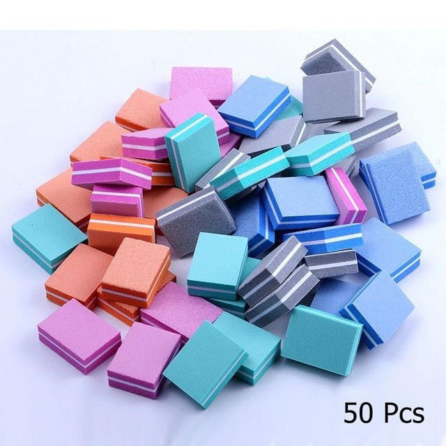 10/25/50pcs lot Double-sided Mini Nail File Blocks Colorful Sponge