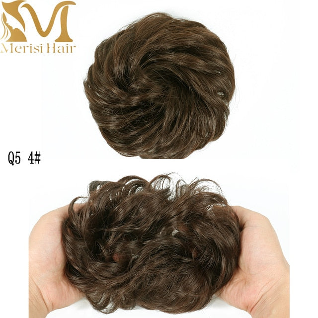 MERISIHAIR Girls Curly Scrunchie Chignon With Rubber Band