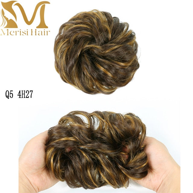 MERISIHAIR Girls Curly Scrunchie Chignon With Rubber Band