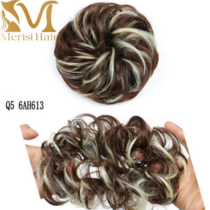 MERISIHAIR Girls Curly Scrunchie Chignon With Rubber Band