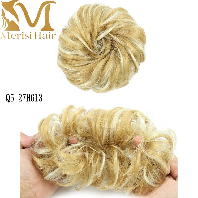 MERISIHAIR Girls Curly Scrunchie Chignon With Rubber Band