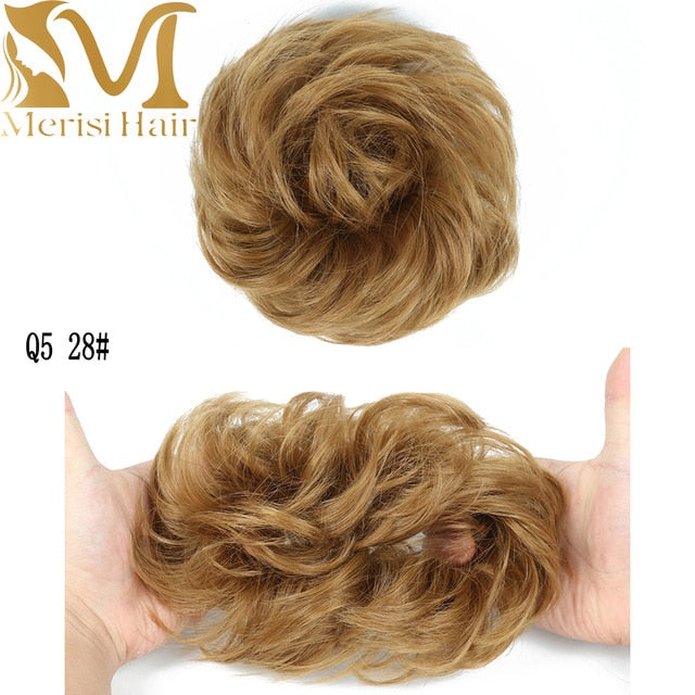 MERISIHAIR Girls Curly Scrunchie Chignon With Rubber Band