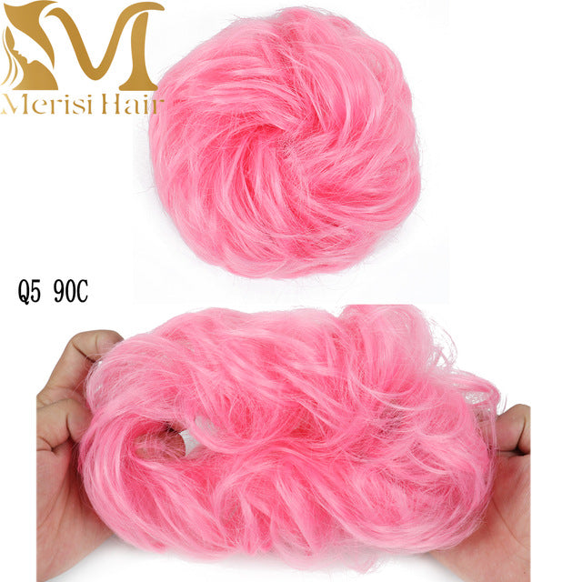 MERISIHAIR Girls Curly Scrunchie Chignon With Rubber Band