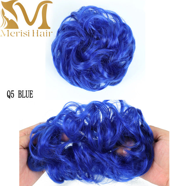 MERISIHAIR Girls Curly Scrunchie Chignon With Rubber Band