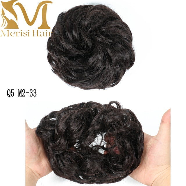 MERISIHAIR Girls Curly Scrunchie Chignon With Rubber Band