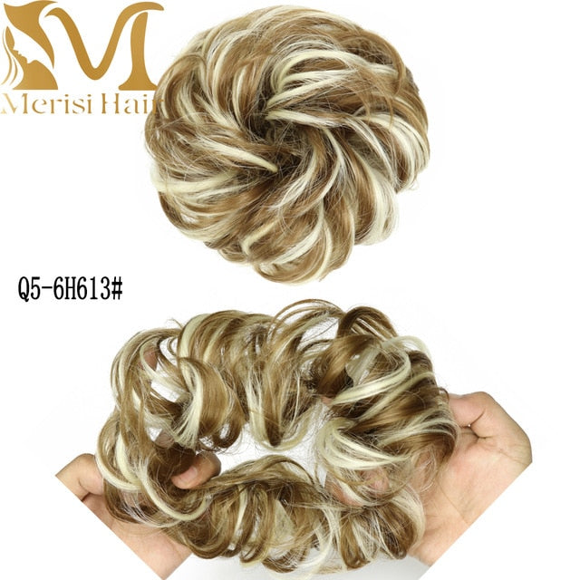 MERISIHAIR Girls Curly Scrunchie Chignon With Rubber Band