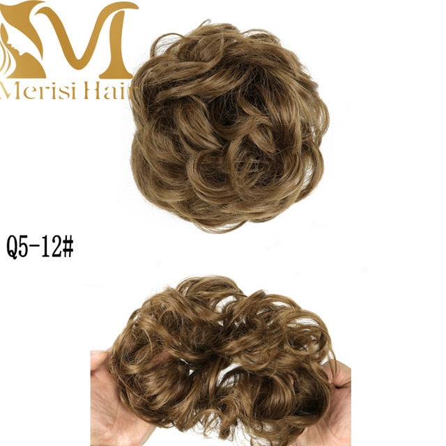 MERISIHAIR Girls Curly Scrunchie Chignon With Rubber Band