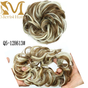 MERISIHAIR Girls Curly Scrunchie Chignon With Rubber Band