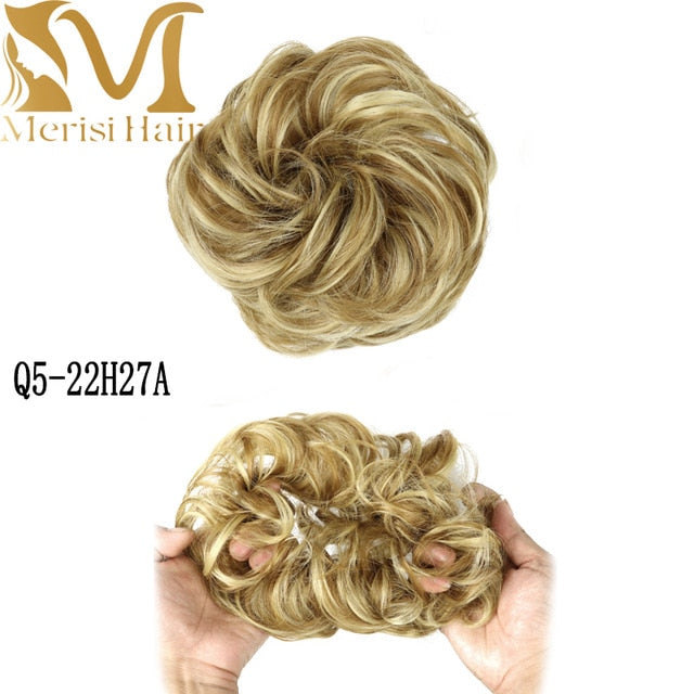 MERISIHAIR Girls Curly Scrunchie Chignon With Rubber Band