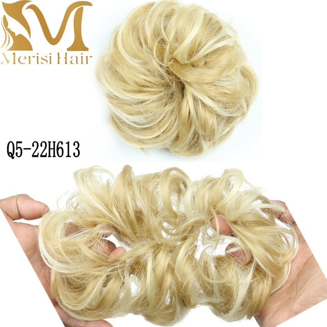 MERISIHAIR Girls Curly Scrunchie Chignon With Rubber Band