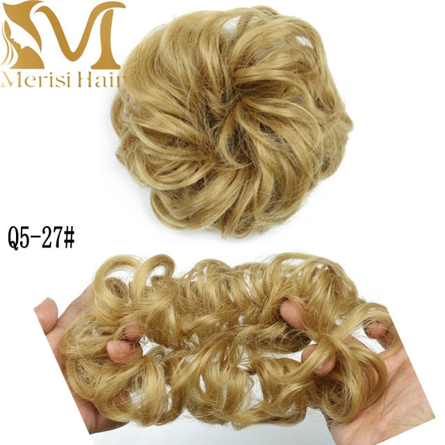 MERISIHAIR Girls Curly Scrunchie Chignon With Rubber Band