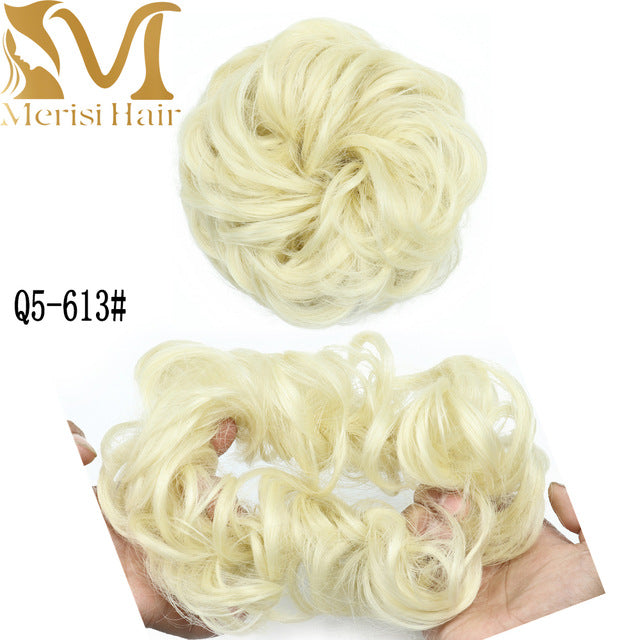 MERISIHAIR Girls Curly Scrunchie Chignon With Rubber Band