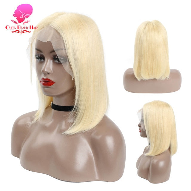 Queen 13x6 613 Blonde Brazilian Straight Human Hair Bob Wigs
