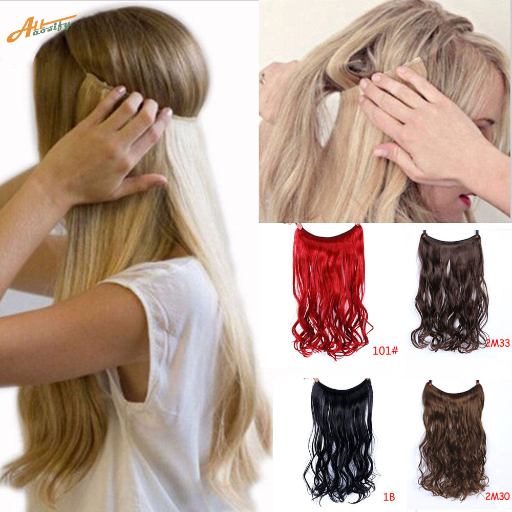Allaosify 24" Invisible Wire No Clips In Hair Extensions