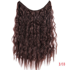 Allaosify 24" Invisible Wire No Clips In Hair Extensions