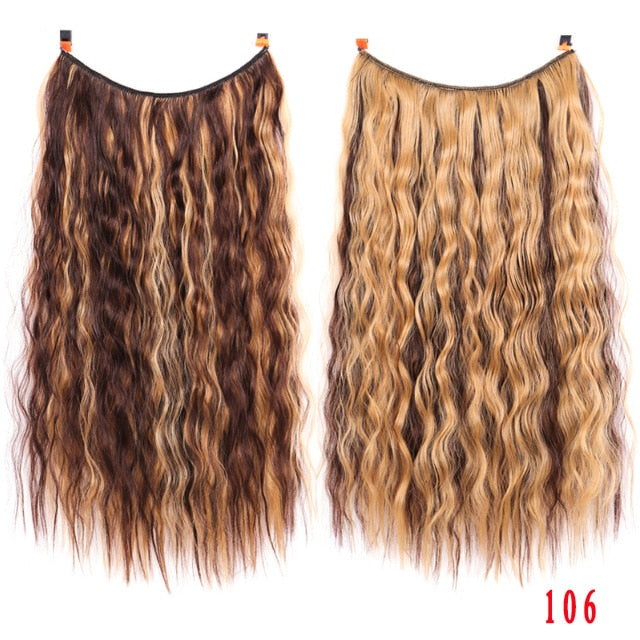 Allaosify 24" Invisible Wire No Clips In Hair Extensions