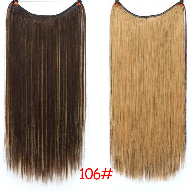Allaosify 24" Invisible Wire No Clips In Hair Extensions