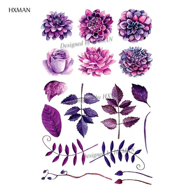 HXMAN Flower Temporary Tattoo Sticker Waterproof Fashion Women