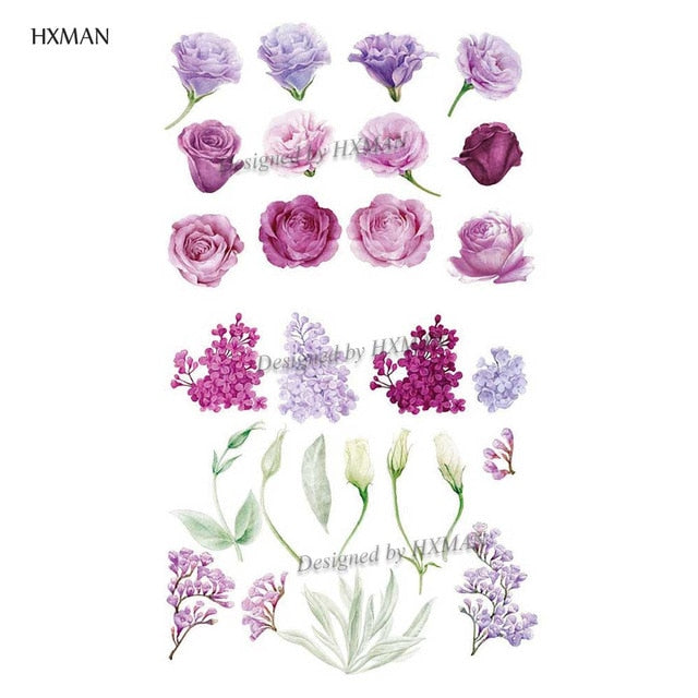 HXMAN Flower Temporary Tattoo Sticker Waterproof Fashion Women