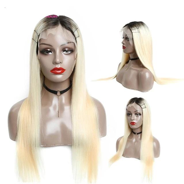 Honey Blonde Color Remy Brazilian Straight Lace Front Human Hair Wig