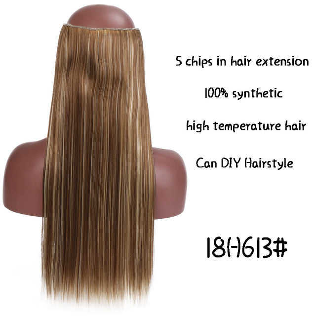 SHANGKE Hair 24'' Long Straight Women Clip in Hair Extensions