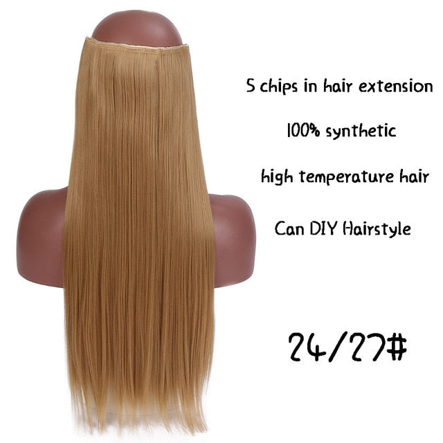 SHANGKE Hair 24'' Long Straight Women Clip in Hair Extensions