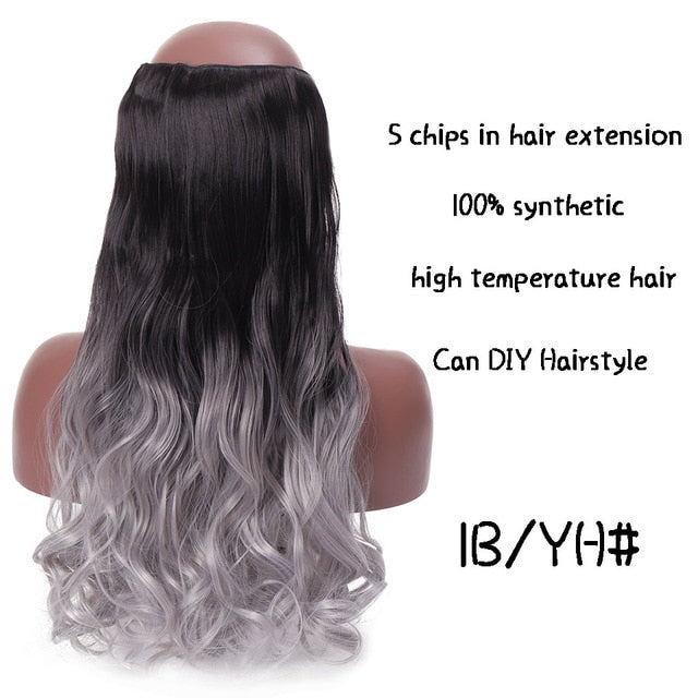 SHANGKE Hair 24'' Long Straight Women Clip in Hair Extensions