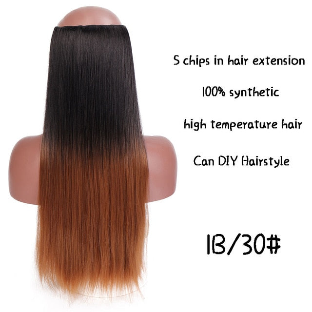 SHANGKE Hair 24'' Long Straight Women Clip in Hair Extensions