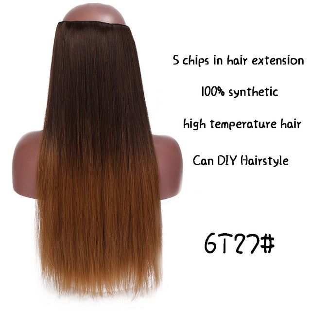 SHANGKE Hair 24'' Long Straight Women Clip in Hair Extensions
