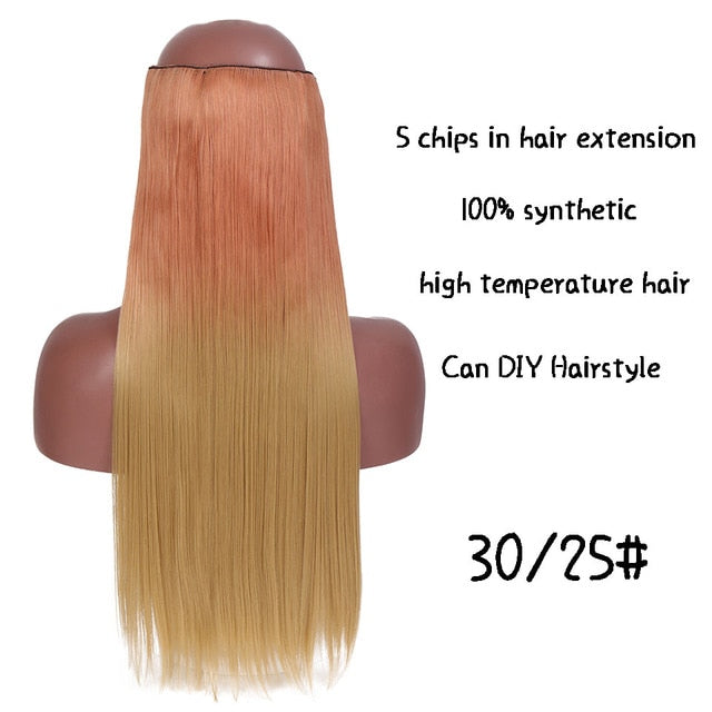 SHANGKE Hair 24'' Long Straight Women Clip in Hair Extensions