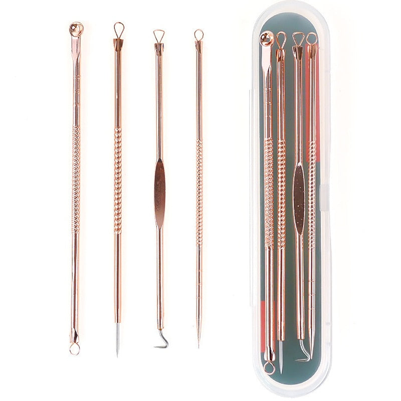 4PCS Blackhead Extractor de cravo Rose Gold Black Dots Cleaner