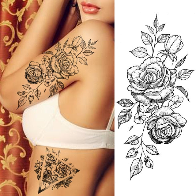 Purple Rose Jewelry Water Transfer Tattoo Stickers Women