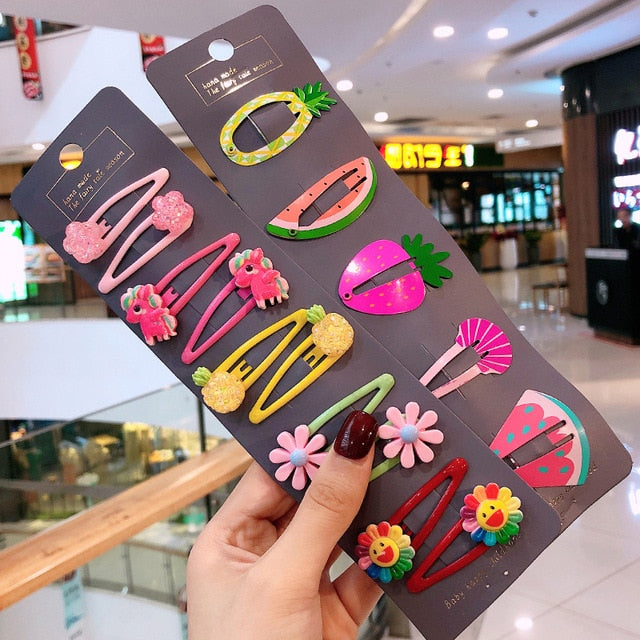 10/15 Pcs/Set Girls Cute Cartoon Animals Fruit 5 cm Hairpins Children Lovely Hair Clips
