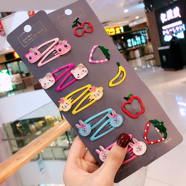 10/15 Pcs/Set Girls Cute Cartoon Animals Fruit 5 cm Hairpins Children Lovely Hair Clips