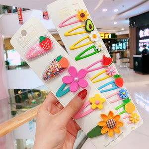 10/15 Pcs/Set Girls Cute Cartoon Animals Fruit 5 cm Hairpins Children Lovely Hair Clips
