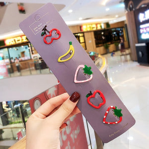 10/15 Pcs/Set Girls Cute Cartoon Animals Fruit 5 cm Hairpins Children Lovely Hair Clips