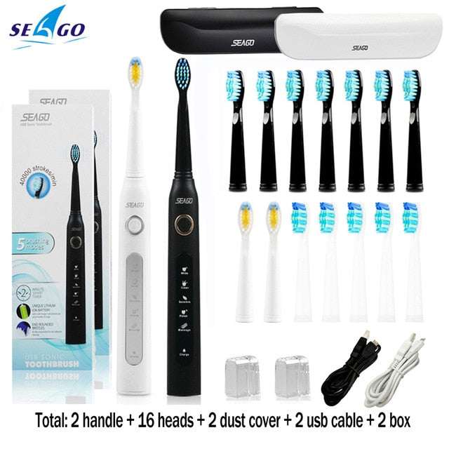 Seago Sonic Electric Toothbrush  Tooth Brushes Replacement Heads Set