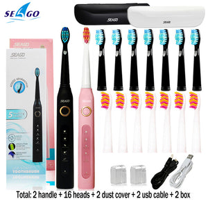 Seago Sonic Electric Toothbrush  Tooth Brushes Replacement Heads Set