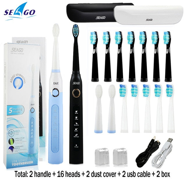 Seago Sonic Electric Toothbrush  Tooth Brushes Replacement Heads Set