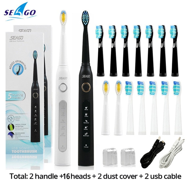 Seago Sonic Electric Toothbrush  Tooth Brushes Replacement Heads Set