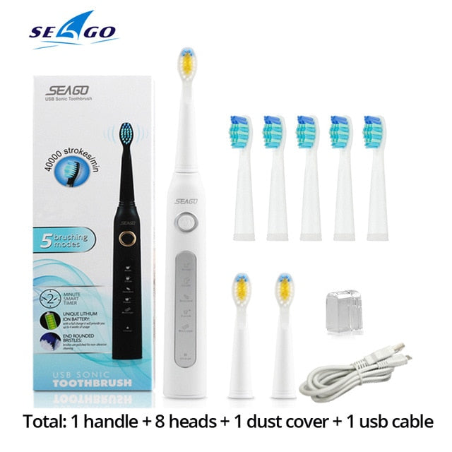 Seago Sonic Electric Toothbrush  Tooth Brushes Replacement Heads Set