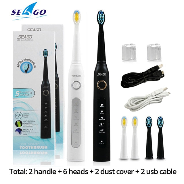 Seago Sonic Electric Toothbrush  Tooth Brushes Replacement Heads Set