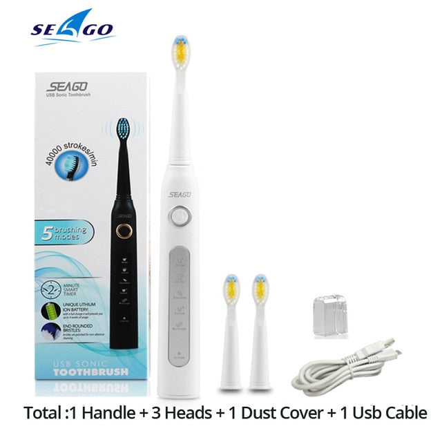 Seago Sonic Electric Toothbrush  Tooth Brushes Replacement Heads Set