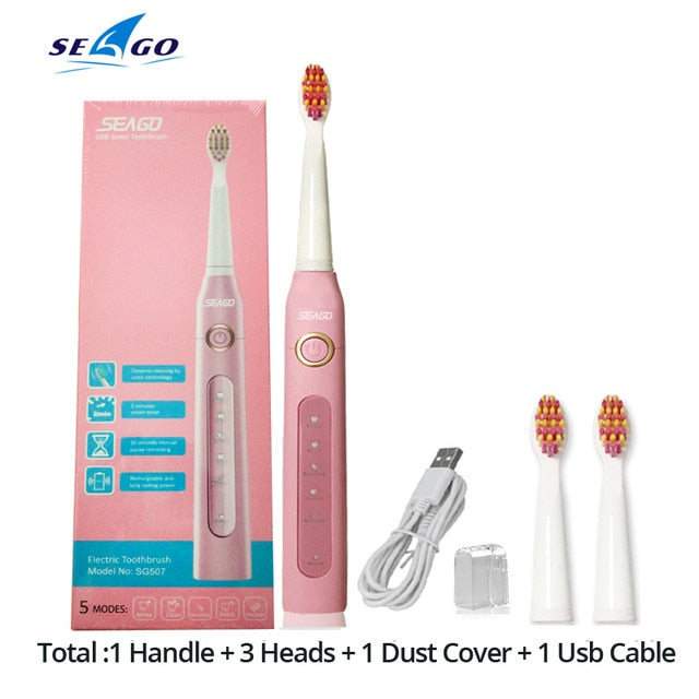 Seago Sonic Electric Toothbrush  Tooth Brushes Replacement Heads Set