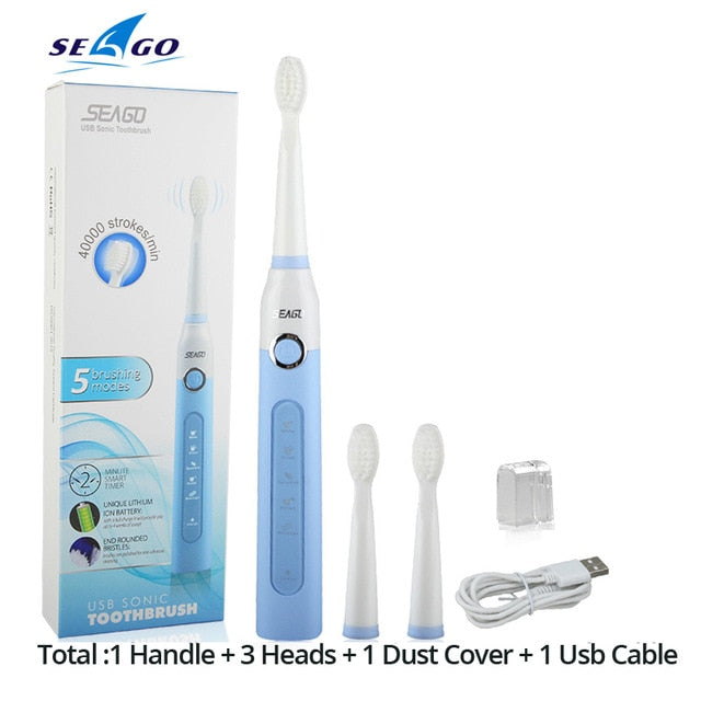 Seago Sonic Electric Toothbrush  Tooth Brushes Replacement Heads Set