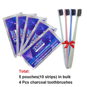 3D White Teeth Whitening Strips Professional Effects White Tooth Soft Toothbrush