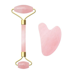 100% Natural Rose Quartz Massage Roller Gouache Scraper for Facical Massage