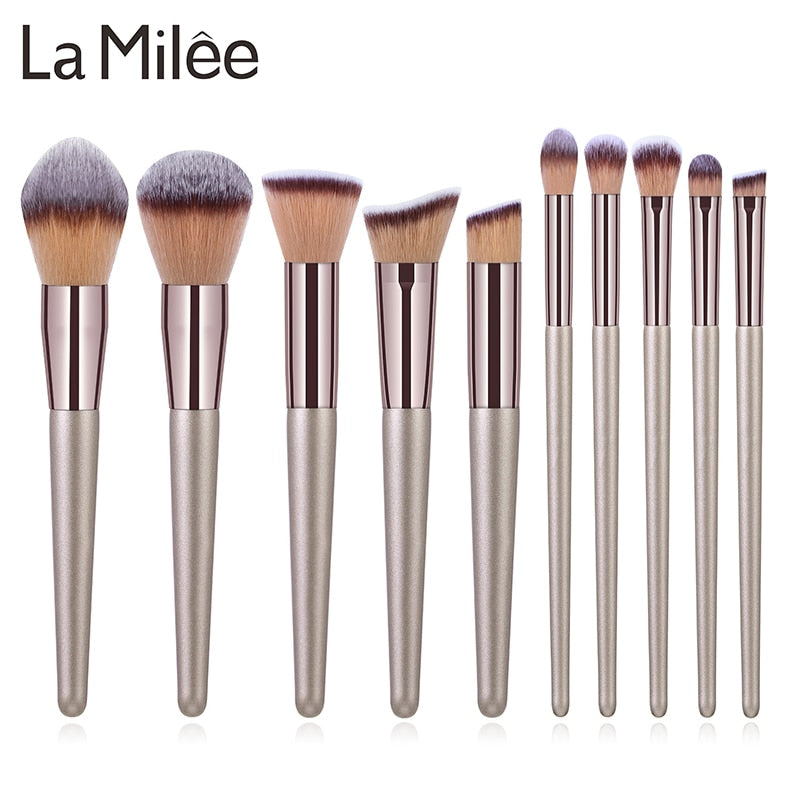 La Milee Champagne Makeup Brushes Set