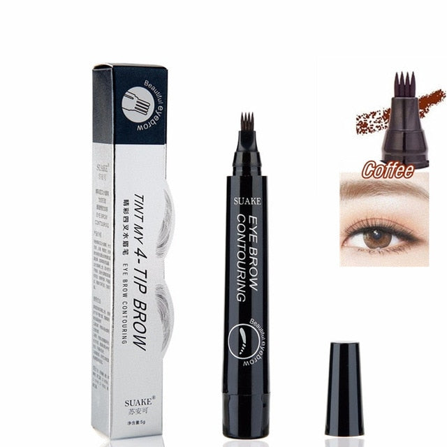 4 Colors Microblading Eyebrow Tattoo Pen with 4 Micro Tips Sketch Makeup Brow Pencil