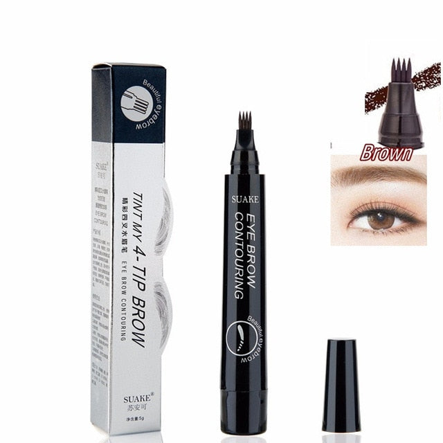 4 Colors Microblading Eyebrow Tattoo Pen with 4 Micro Tips Sketch Makeup Brow Pencil